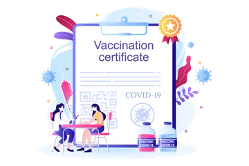Certificado de Vacinação Covid-19 Pacote de Ilustrações