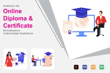 Diplôme et certificat en ligne Pack d'Illustrations