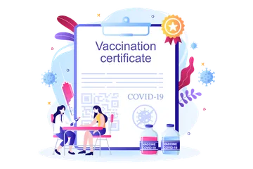 Certificat de vaccination contre le Covid-19 Pack d'Illustrations