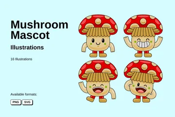 Mascotte de champignon Pack d'Illustrations