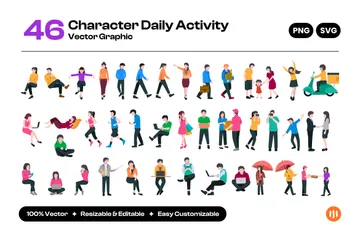 Character Daily Activity Set Illustration Pack