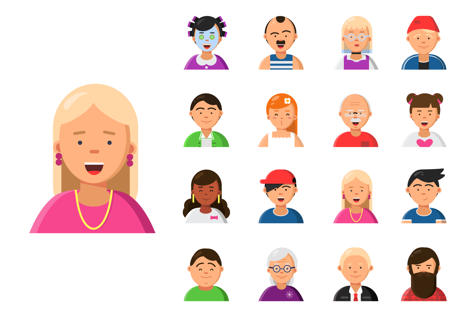Character Faces Illustration Pack - 8 People Illustrations | SVG, PNG ...
