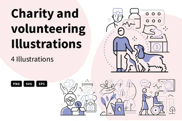 Charity And Volunteering Illustration Pack