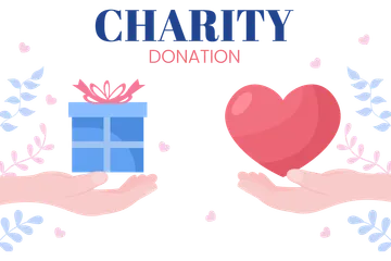 Charity Donation Via Volunteer Illustration Pack