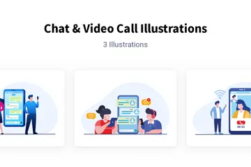 Chat und Videoanruf Illustrationspack