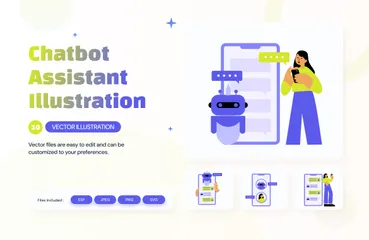 Assistant chatbot Pack d'Illustrations