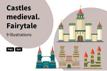 Châteaux Médiévaux Pack d'Illustrations