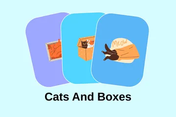 Chats et boîtes Pack d'Illustrations