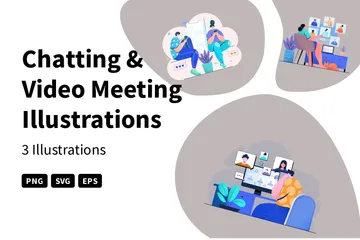 Chatting & Video Meeting Illustration Pack