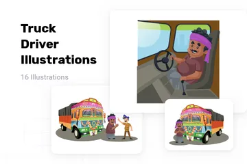 Conducteur de camion Pack d'Illustrations