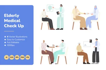 Check-up médico para idosos Pacote de Ilustrações