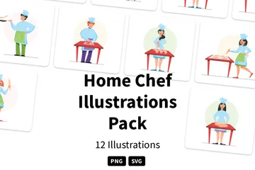 Chef à domicile Pack d'Illustrations