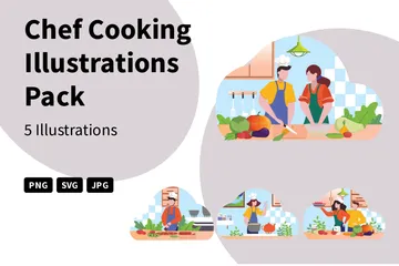 Chef Cooking Illustration Pack