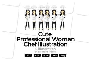 Chef profissional fofa Pacote de Ilustrações