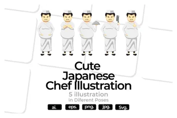 Chef Japonês Pacote de Ilustrações