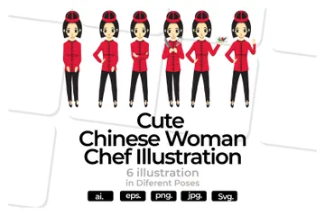 Chef Chinesa Pacote de Ilustrações