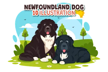 Chien de Terre-Neuve Pack d'Illustrations