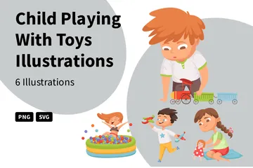 Child Playing With Toys Illustration Pack