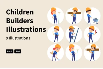 Children Builders Illustration Pack