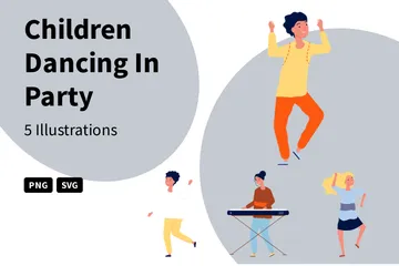 Children Dancing In Party Illustration Pack