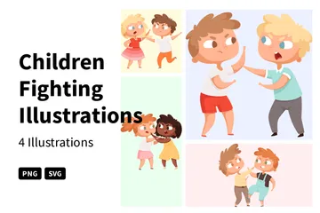 Children Fighting Illustration Pack
