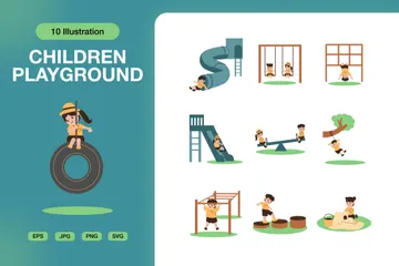 Children In Playground Illustration Pack