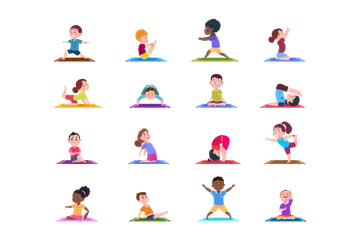 Children In Yoga Poses Illustration Pack