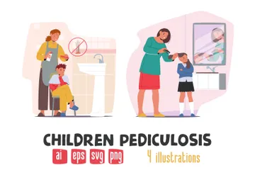 Children Pediculosis Illustration Pack