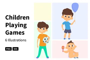 Children Playing Games Illustration Pack