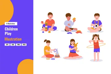 Children Playing Toys Illustration Pack