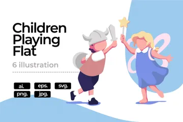 Children Playing With Toys Illustration Pack