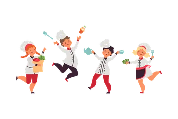 Children Preparing Food Illustration Pack