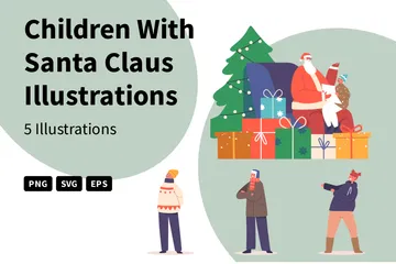 Children With Santa Claus Illustration Pack
