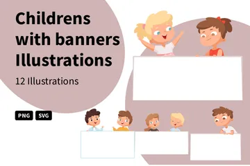 Childrens With Banner Illustration Pack