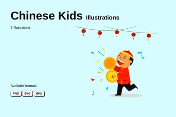 中国の子供たち イラストパック