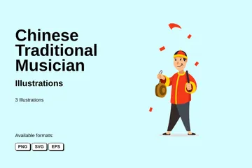 Chinese Traditional Musician Illustration Pack