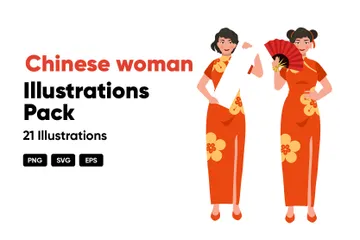 Chinese Woman Illustration Pack