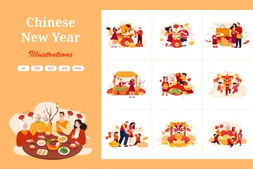 Chinesisches Neujahr Illustrationspack