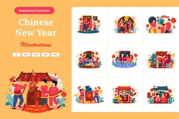 Chinesisches Neujahr Illustrationspack