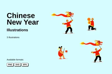 Chinesisches Neujahr Illustrationspack