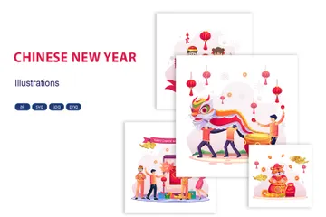 Chinesisches Neujahr Illustrationspack