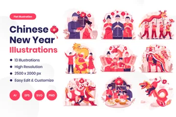 Chinesisches Neujahr Illustrationspack