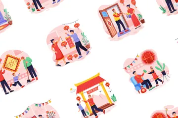 Chinesisches Neujahr Illustrationspack