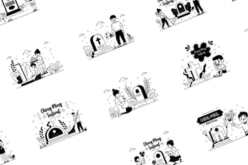 Fête Ching Ming Chine Pack d'Illustrations