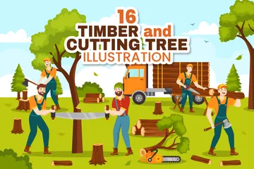 Chopping Timber Illustration Pack
