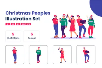 Christmas Celebration People Illustration Pack