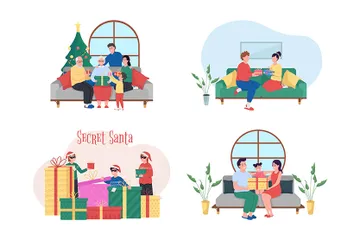 Christmas Gift Exchange Illustration Pack