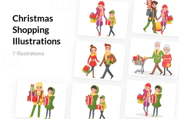 Christmas Shopping Illustration Pack
