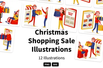 Christmas Shopping Sale Illustration Pack