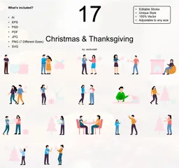 Christmas & Thanksgiving Illustration Pack